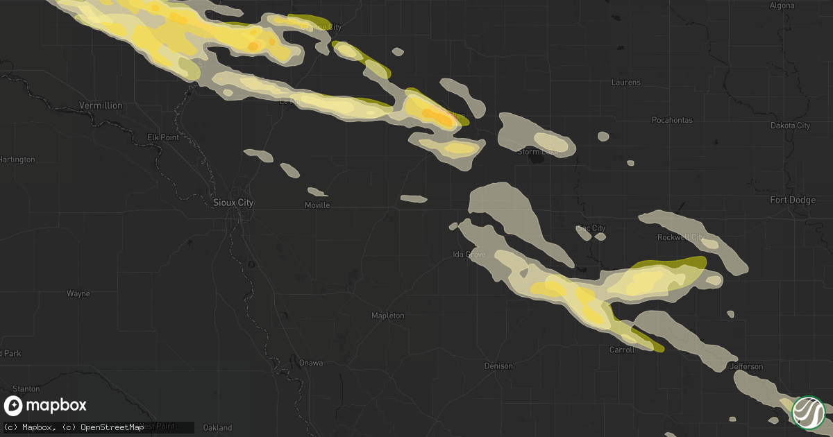 Hail map in Cushing, IA on October 8, 2026