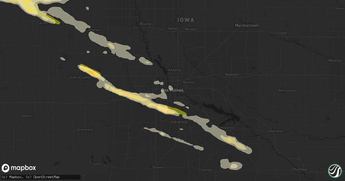Hail map in Des Moines, IA on October 8, 2026