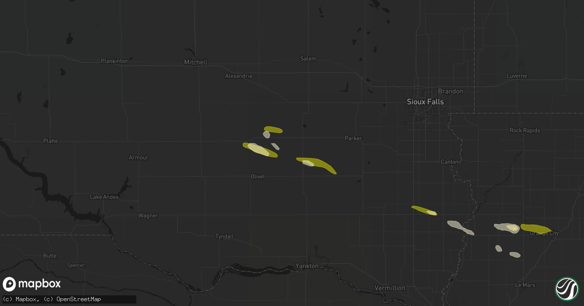 Hail map in Freeman, SD on October 8, 2026