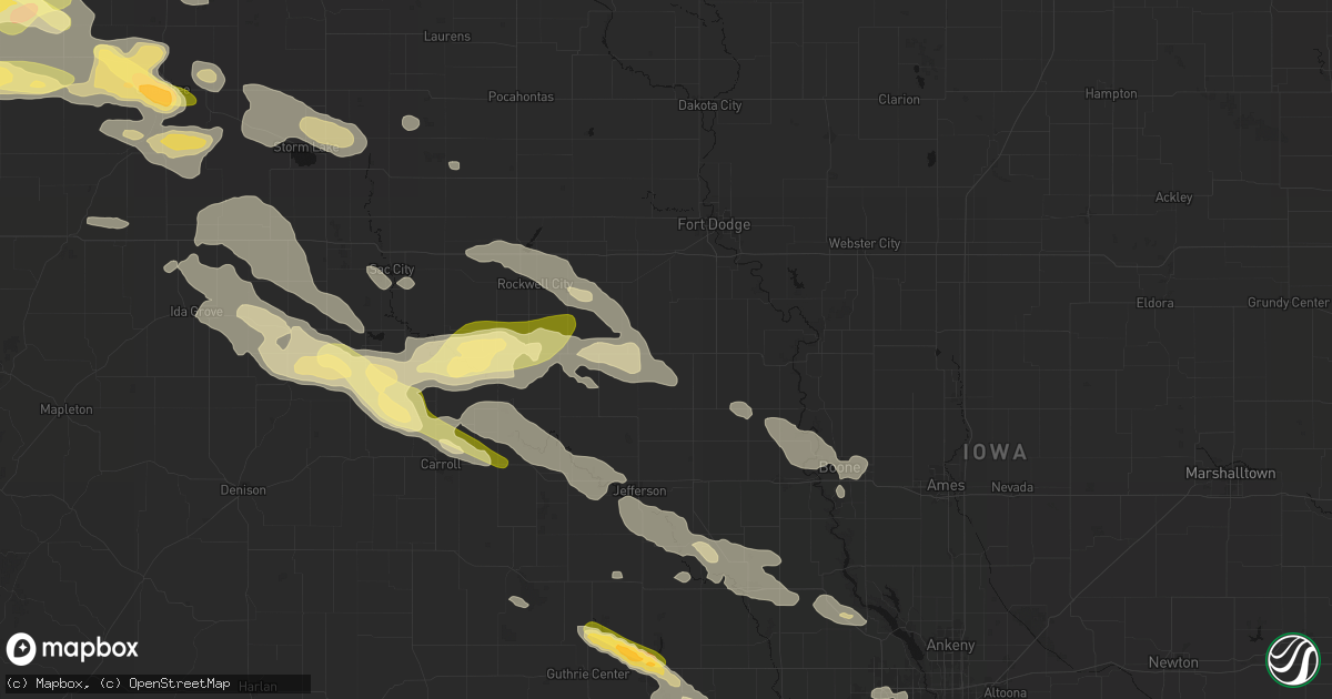 Hail map in Gowrie, IA on October 8, 2026