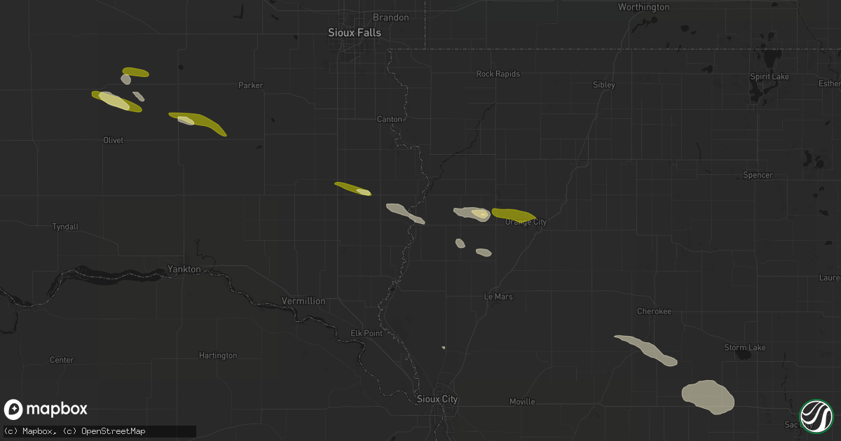 Hail map in Hawarden, IA on October 8, 2026