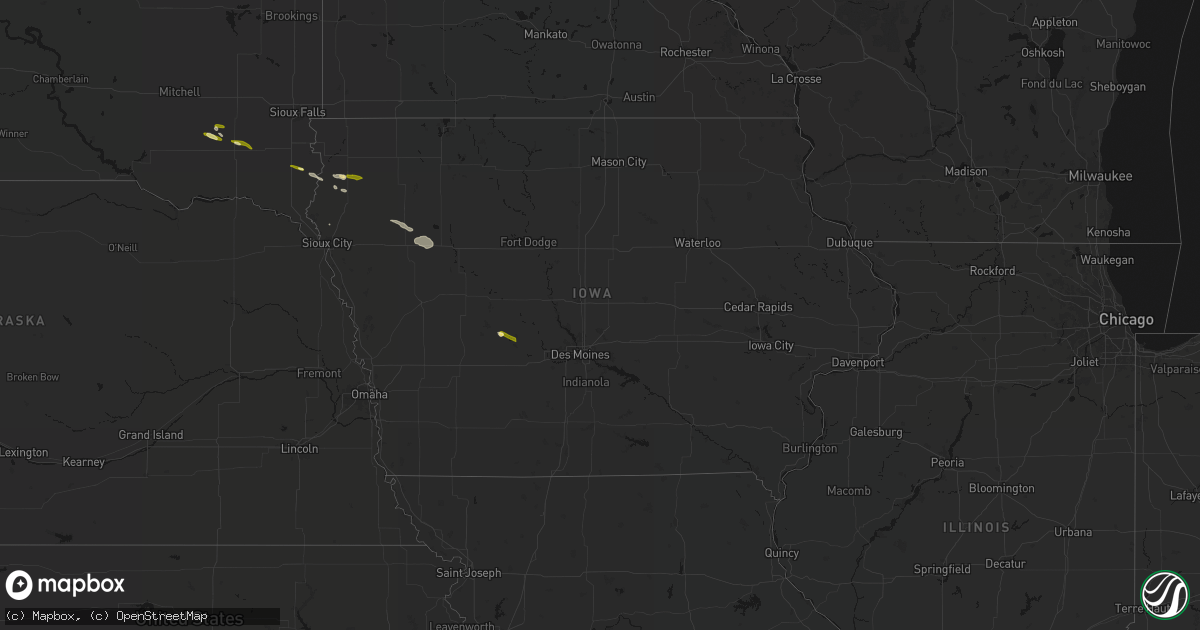 Hail map in Iowa on October 8, 2026