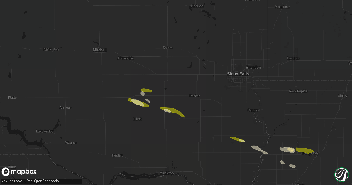 Hail map in Marion, SD on October 8, 2026