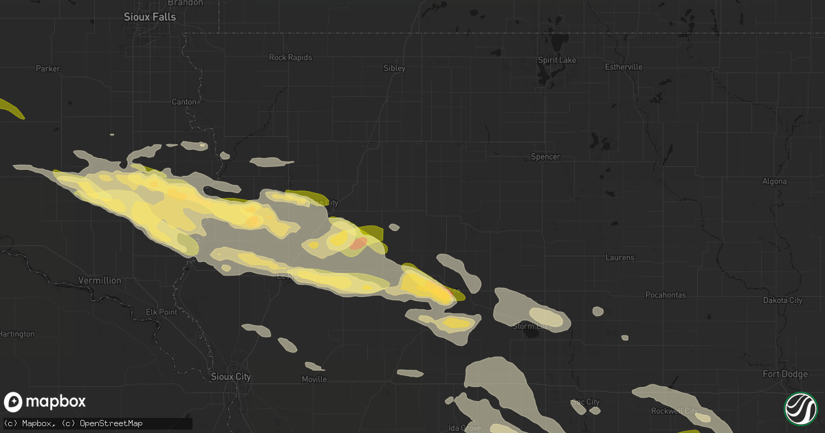 Hail map in Paullina, IA on October 8, 2026