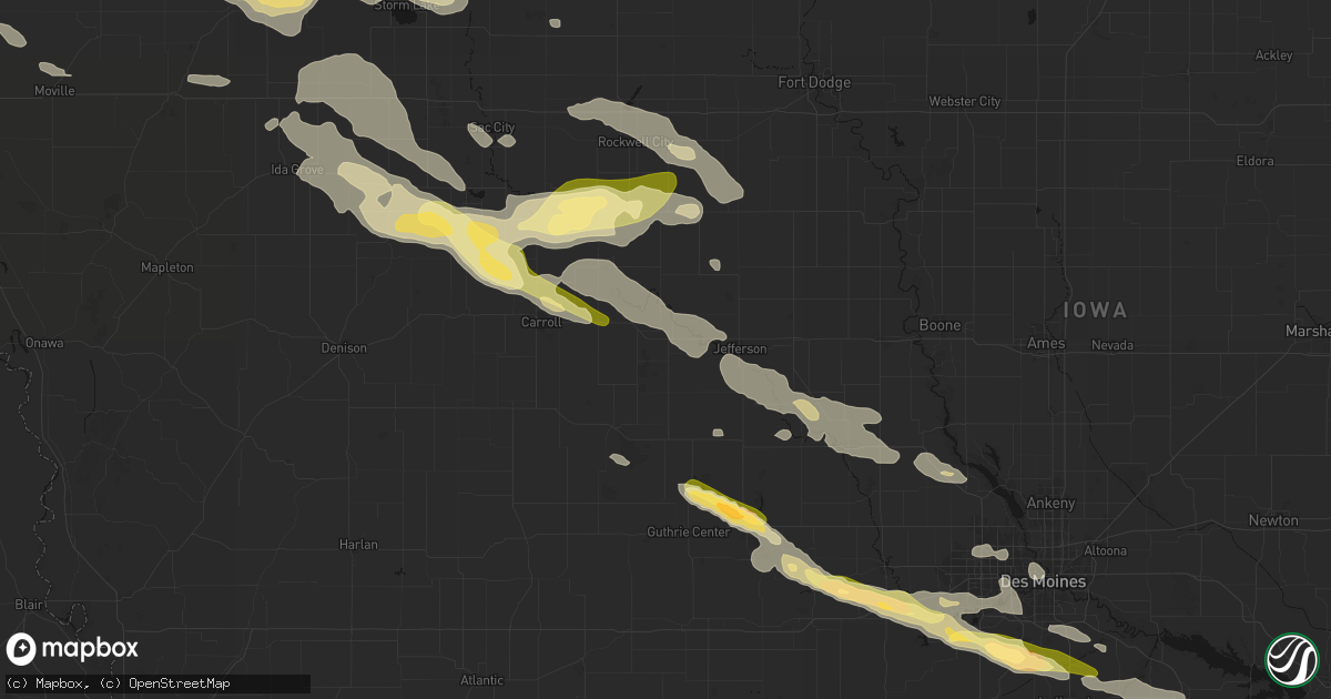 Hail map in Scranton, IA on October 8, 2026