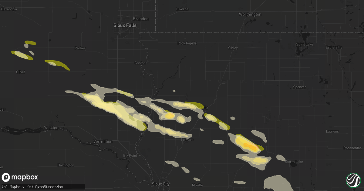 Hail map in Sioux Center, IA on October 8, 2026