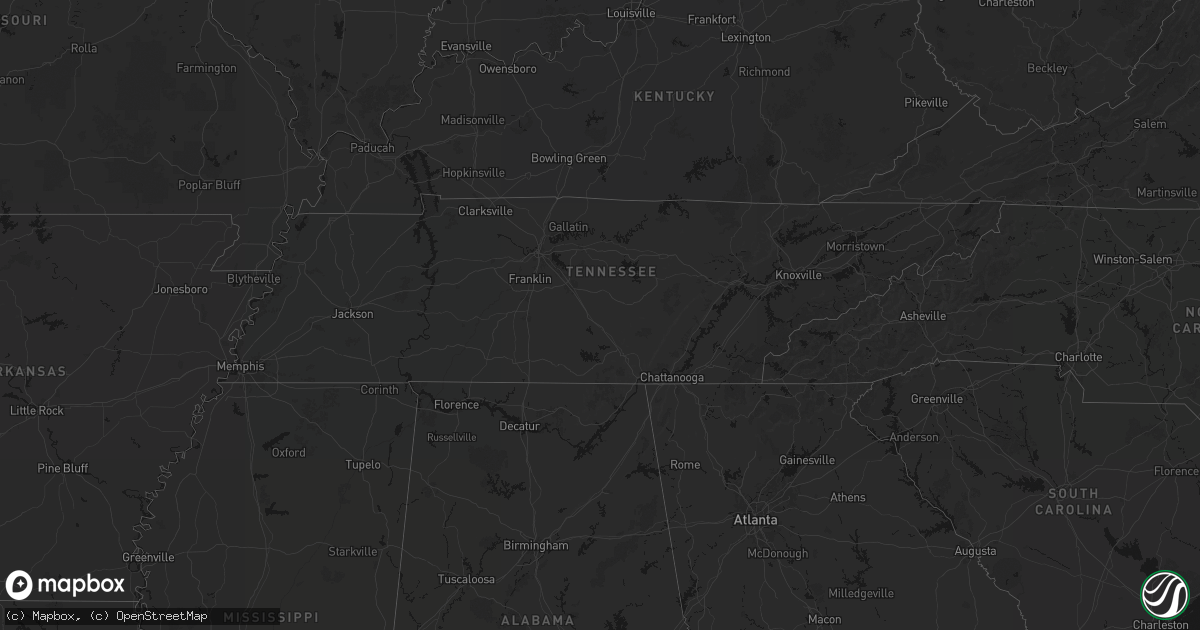 Hail map in Tennessee on October 8, 2026