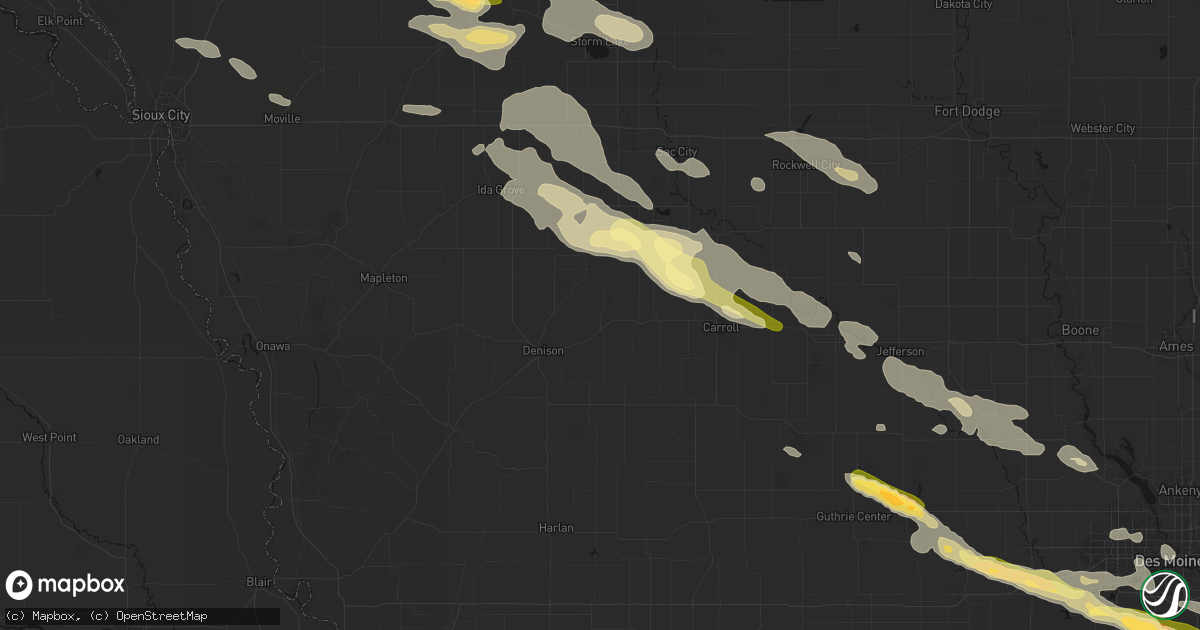 Hail map in Vail, IA on October 8, 2026