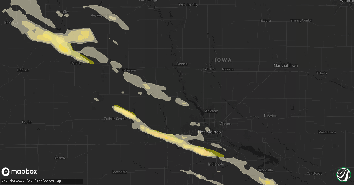 Hail map in Woodward, IA on October 8, 2026