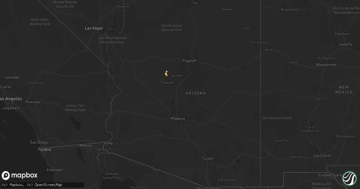 Hail map in Arizona on October 9, 2014