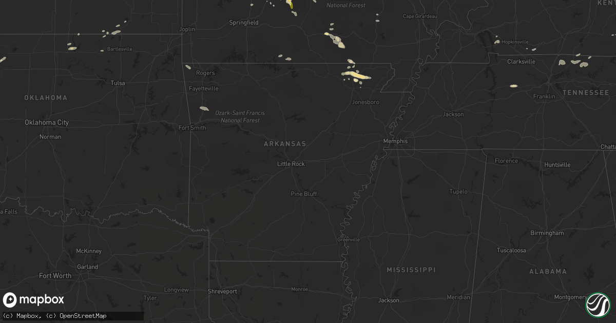 Hail map in Arkansas on October 9, 2014