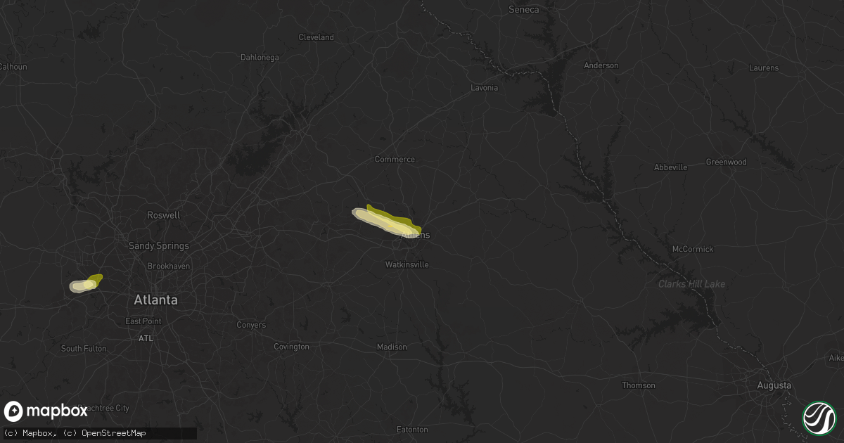 Hail map in Athens, GA on October 9, 2014