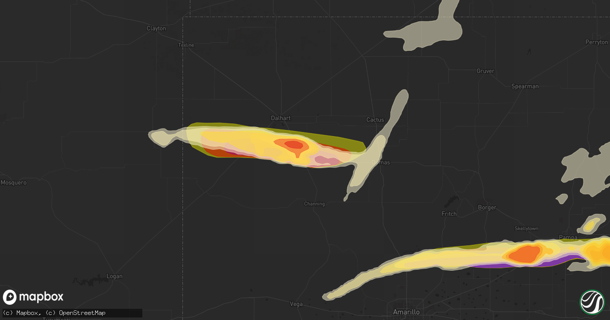 Hail map in Hartley, TX on October 9, 2014