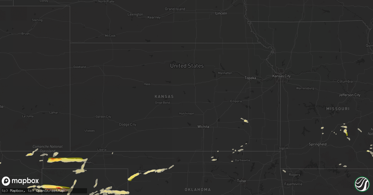 Hail map in Kansas on October 9, 2014
