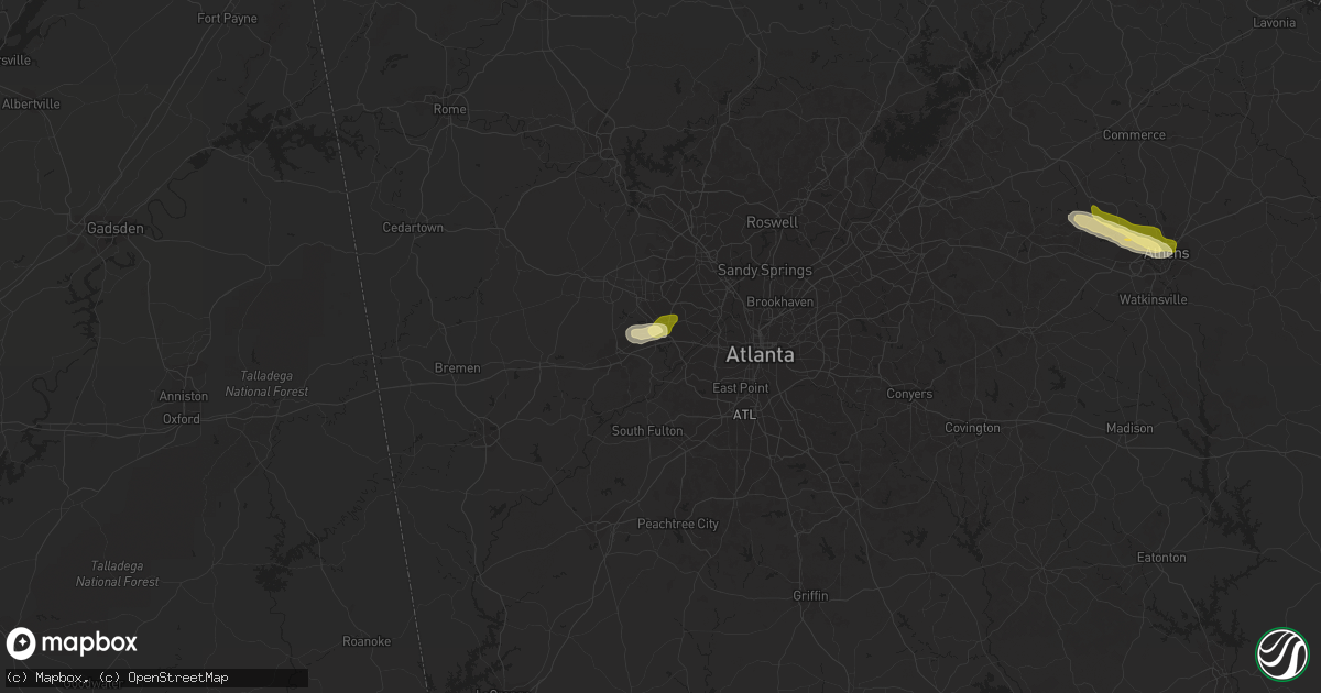 Hail map in Lithia Springs, GA on October 9, 2014