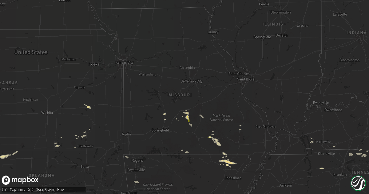 Hail map in Missouri on October 9, 2014