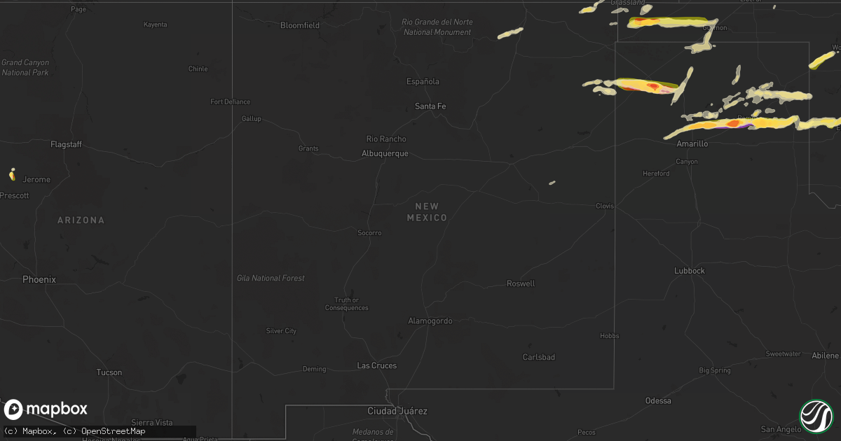 Hail map in New Mexico on October 9, 2014