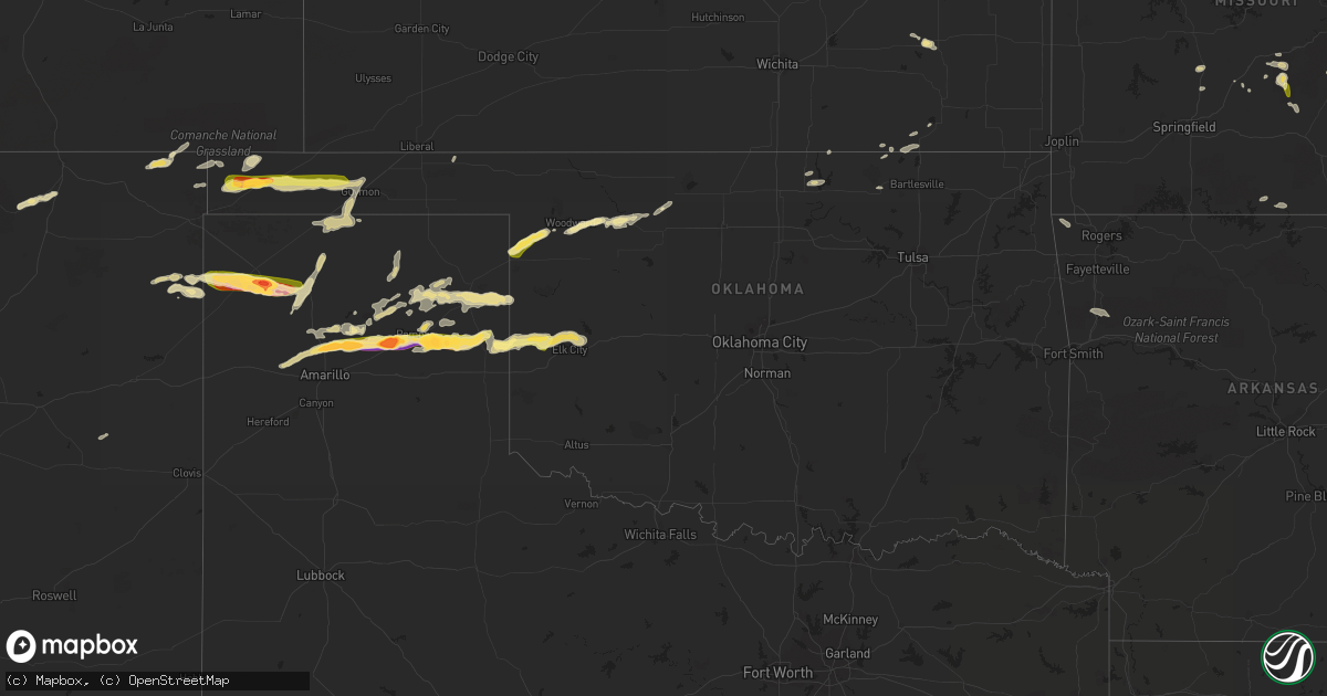 Hail map in Oklahoma on October 9, 2014