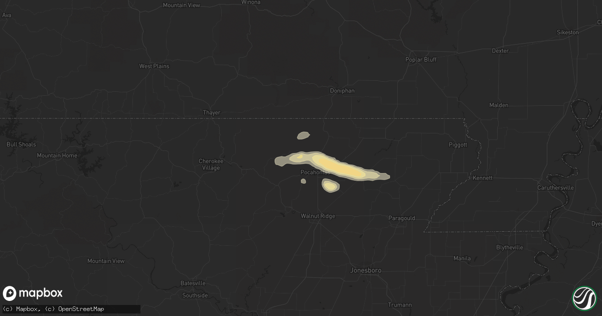 Hail map in Pocahontas, AR on October 9, 2014