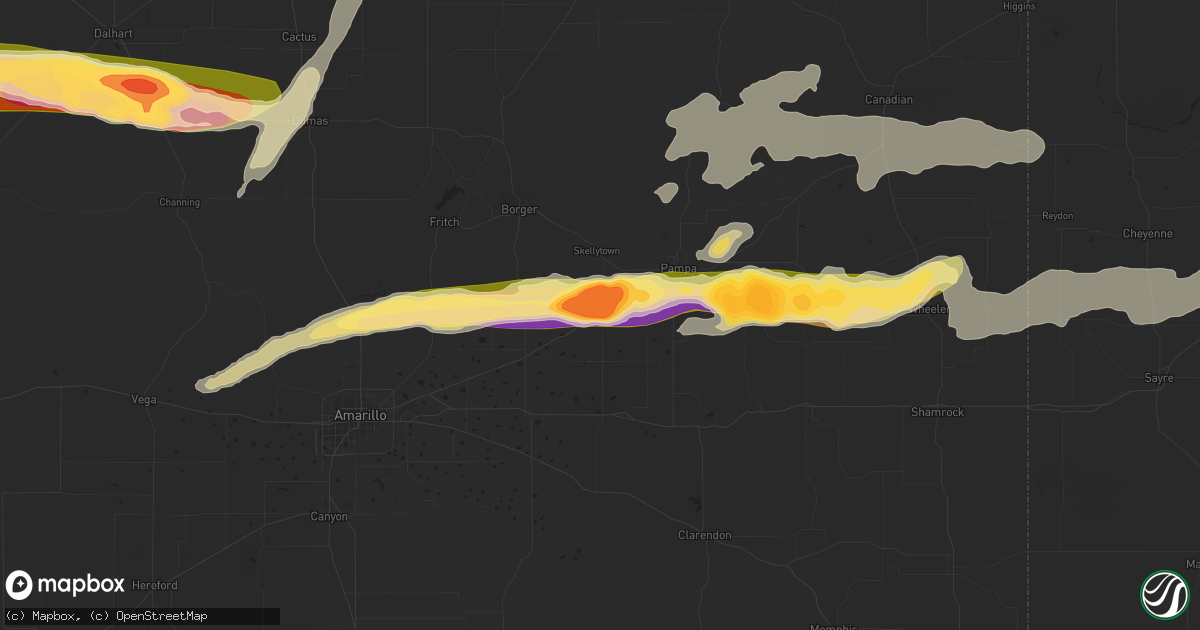 Hail map in White Deer, TX on October 9, 2014