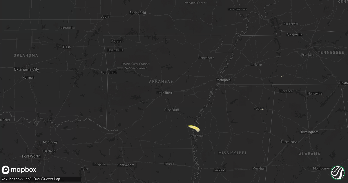 Hail map in Arkansas on October 9, 2015