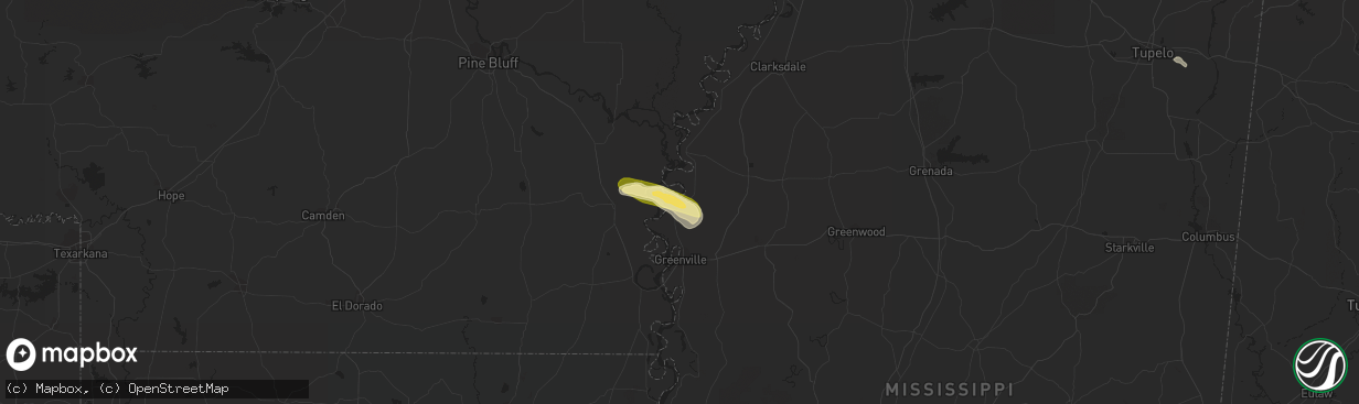 Hail map in Benoit, MS on October 9, 2015