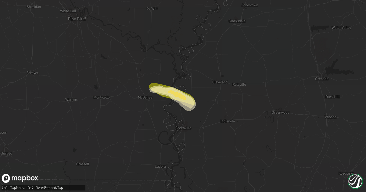 Hail map in Benoit, MS on October 9, 2015