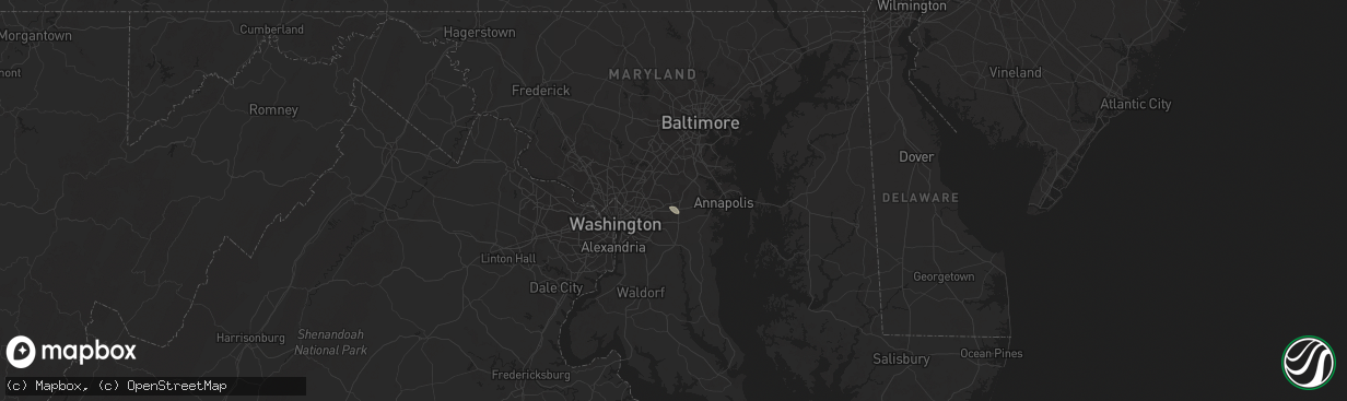 Hail map in Bowie, MD on October 9, 2015