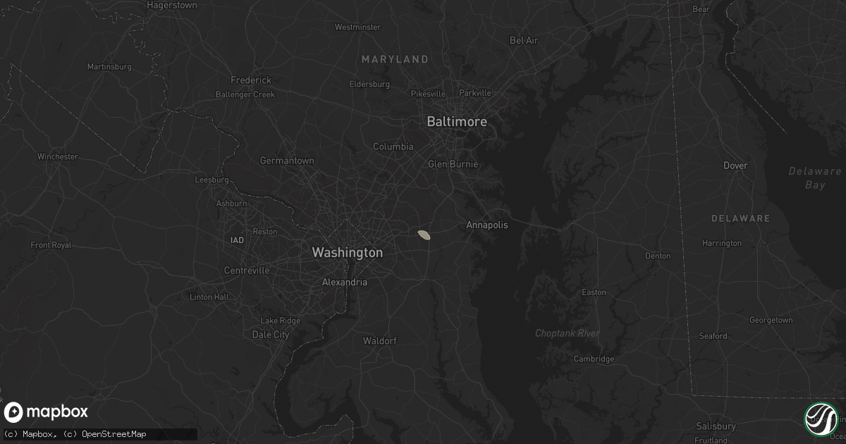 Hail map in Bowie, MD on October 9, 2015