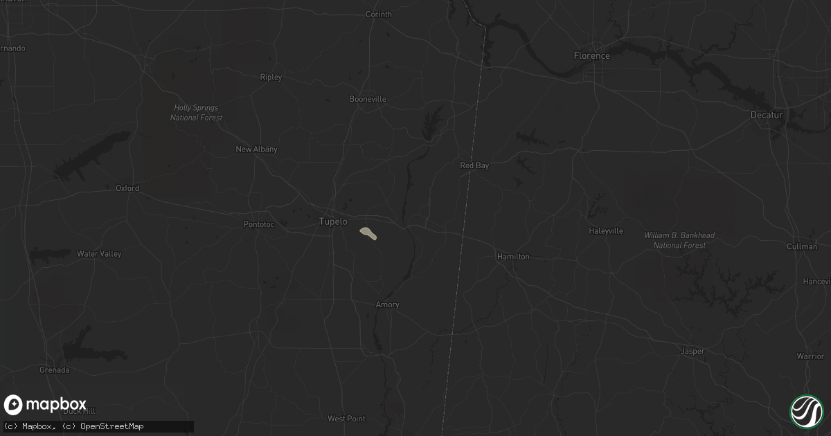 Hail map in Fulton, MS on October 9, 2015