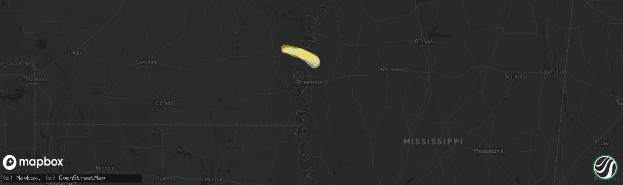 Hail map in Greenville, MS on October 9, 2015