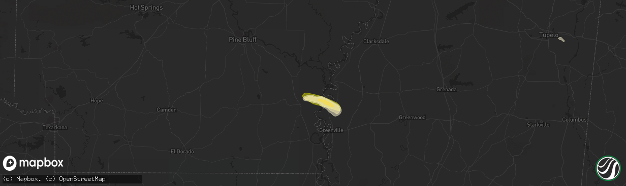 Hail map in Rohwer, AR on October 9, 2015