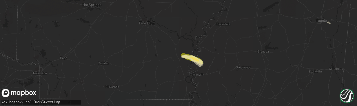 Hail map in Tillar, AR on October 9, 2015