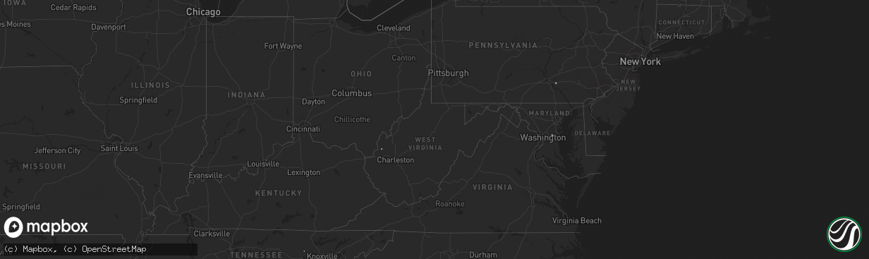 Hail map in West Virginia on October 9, 2015