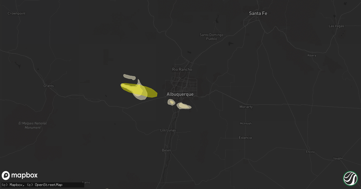 Hail map in Albuquerque, NM on October 9, 2016