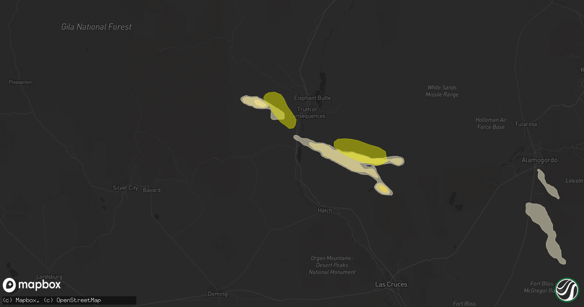 Hail map in Caballo, NM on October 9, 2016