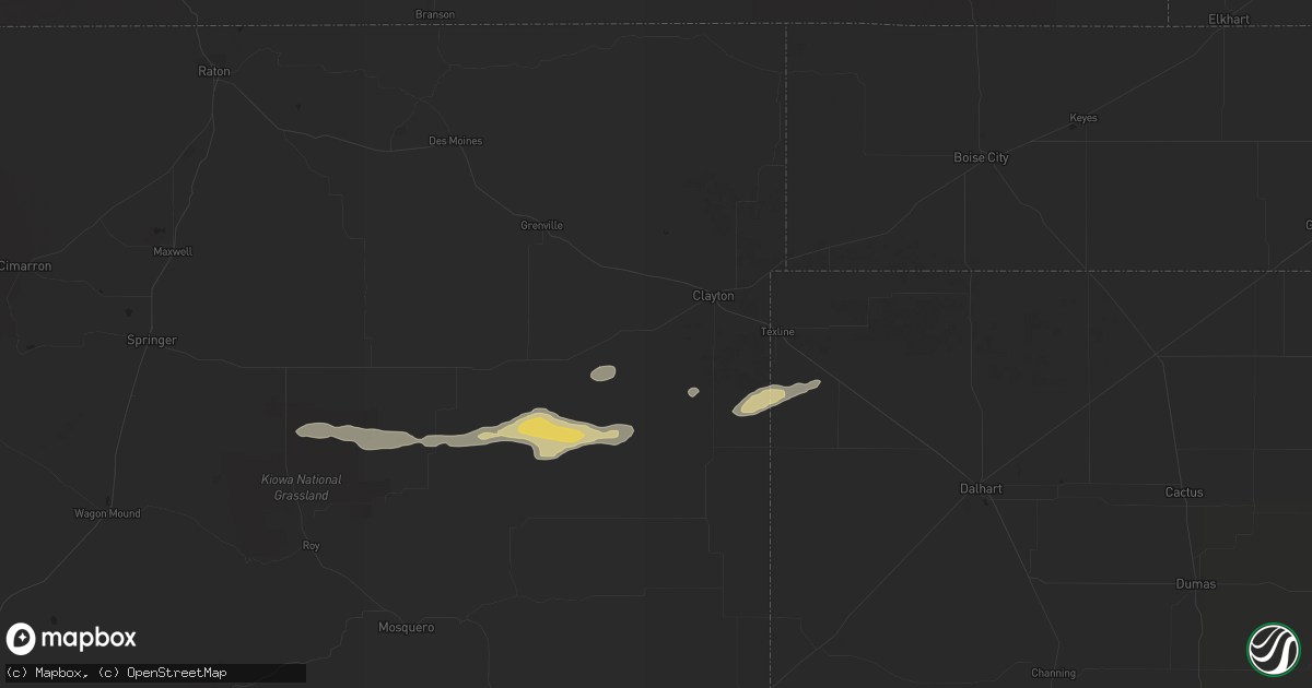 Hail map in Clayton, NM on October 9, 2016