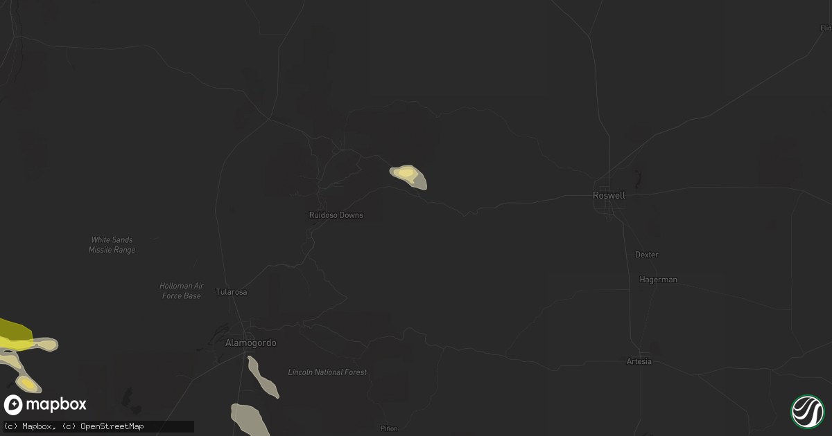Hail map in Hondo, NM on October 9, 2016