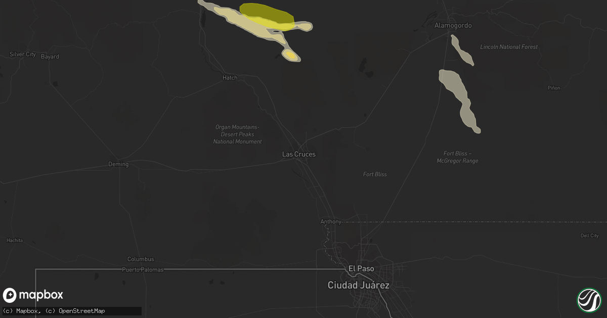 Hail map in Las Cruces, NM on October 9, 2016