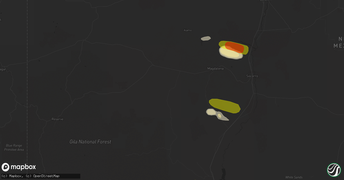 Hail map in Magdalena, NM on October 9, 2016