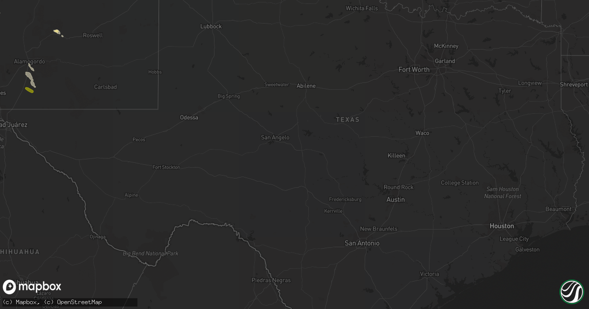 Hail map in Texas on October 9, 2016