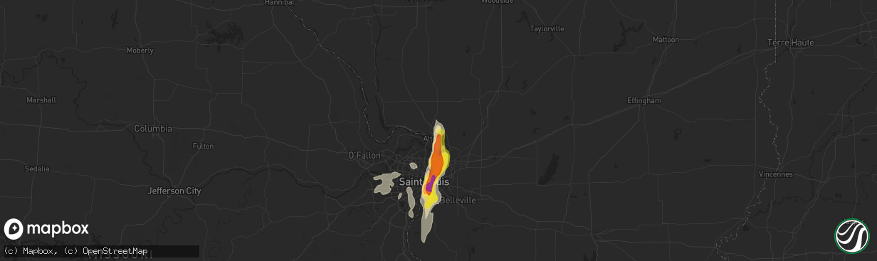 Hail map in Alton, IL on October 9, 2017