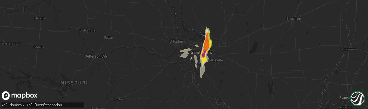 Hail map in Ballwin, MO on October 9, 2017