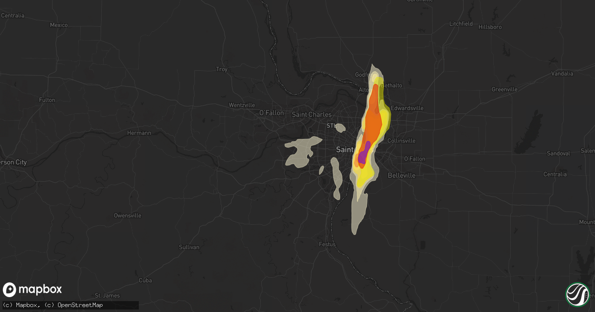 Hail map in Ballwin, MO on October 9, 2017
