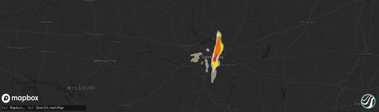 Hail map in Chesterfield, MO on October 9, 2017