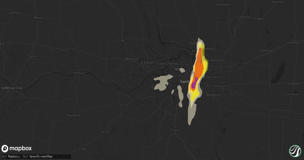Hail map in Chesterfield, MO on October 9, 2017