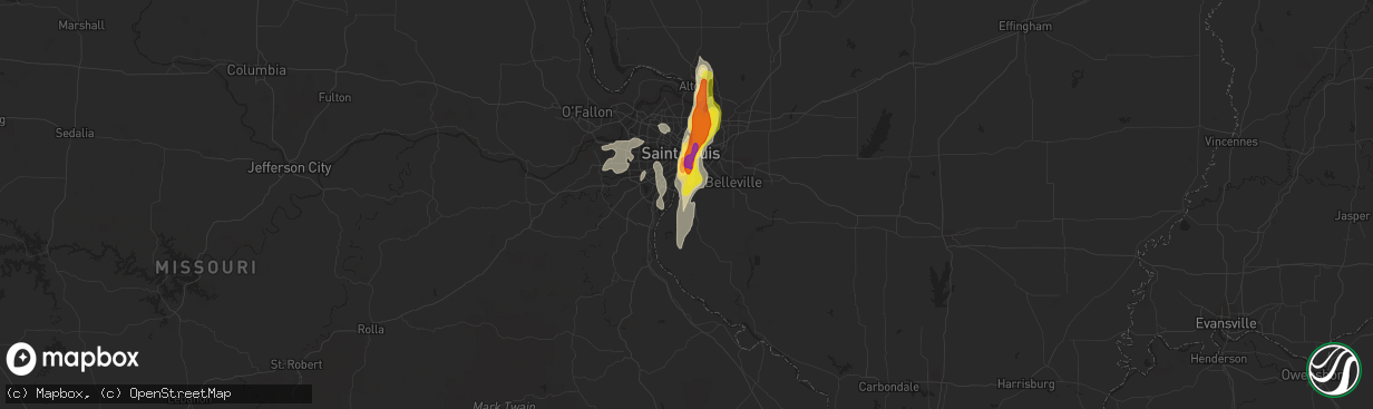 Hail map in Columbia, IL on October 9, 2017