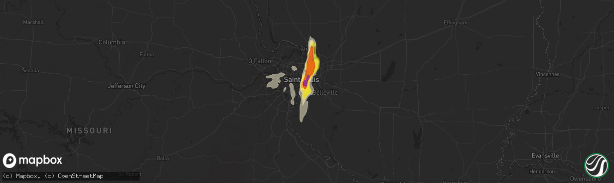 Hail map in Dupo, IL on October 9, 2017