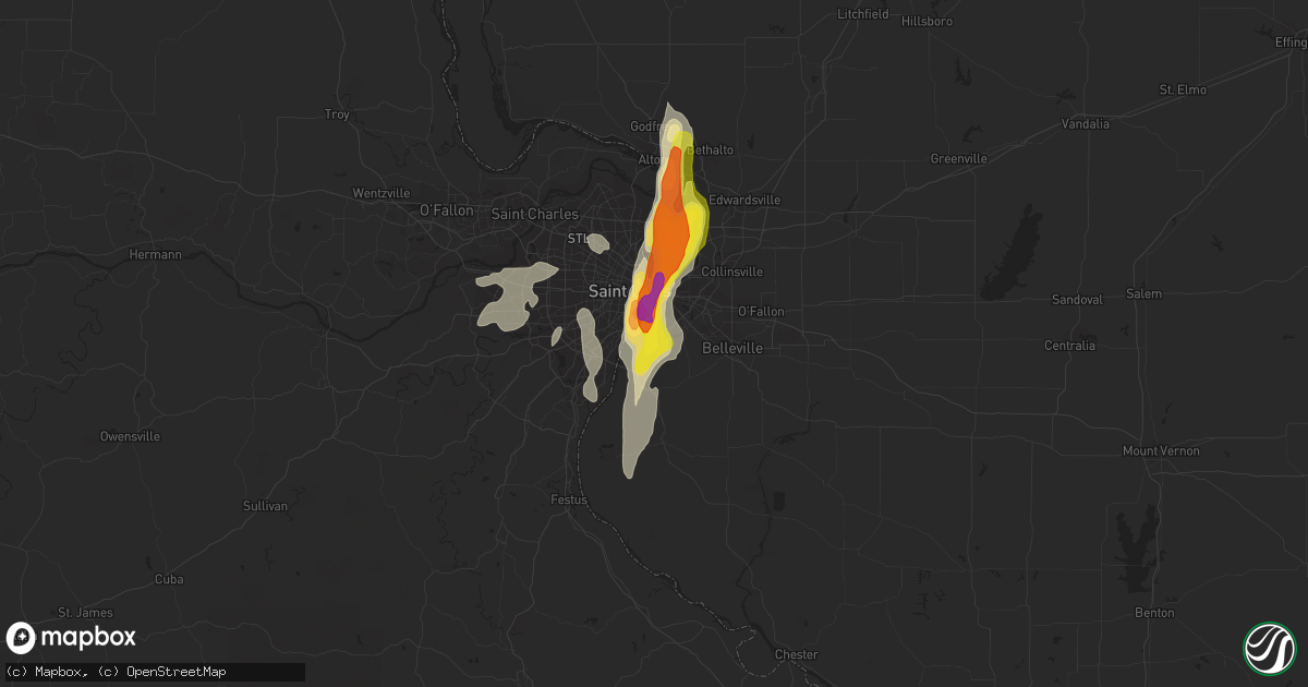 Hail map in Dupo, IL on October 9, 2017