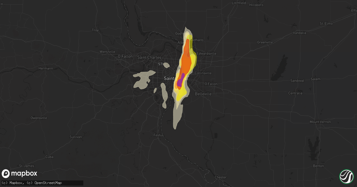 Hail map in East Carondelet, IL on October 9, 2017